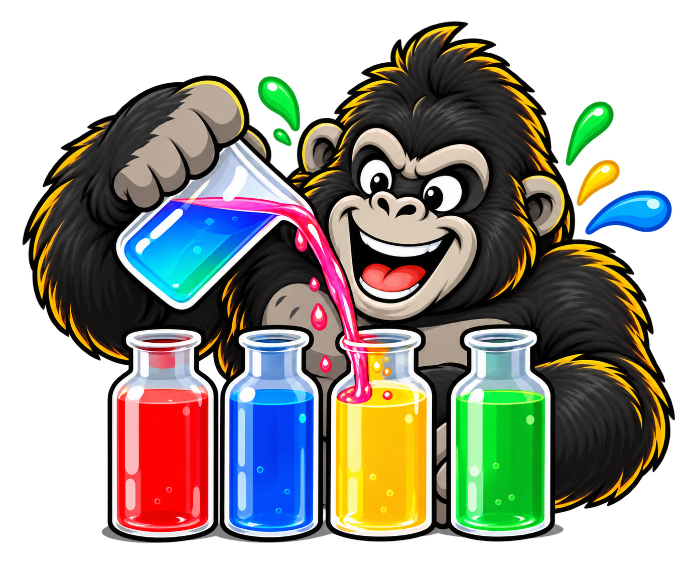 BOTTLZ — glass bottles pouring coloured liquid