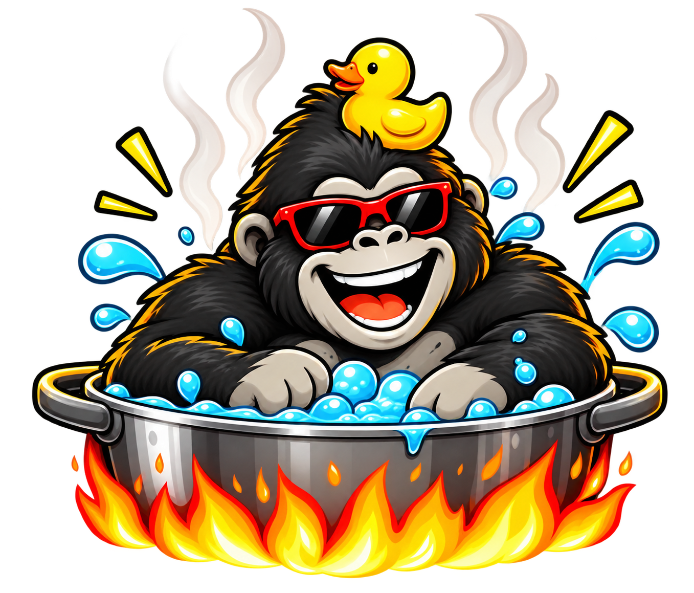 Boiling Gorilla — gorilla in a tub of hot water